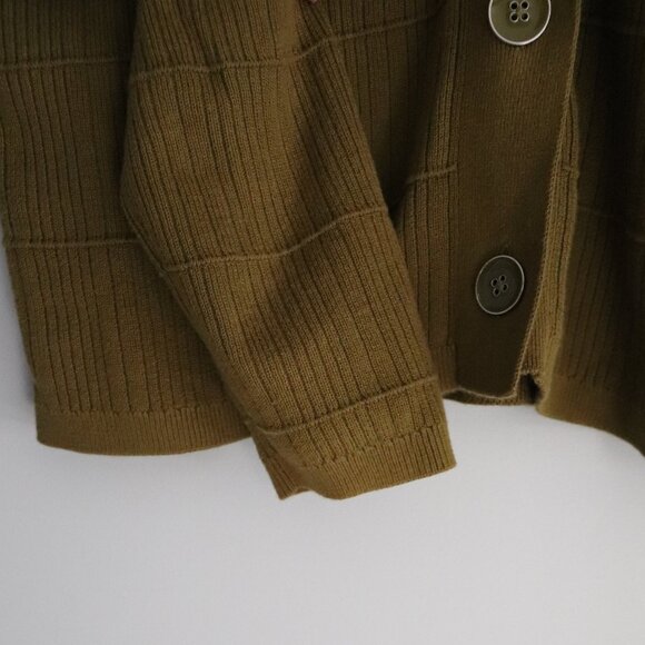 Cabi Polo Flap-Pocket Collared XS Green Ribbed Long Sleeve Cardigan - Picture 7 of 11